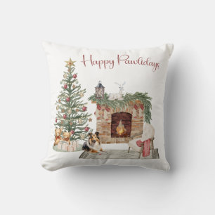 Fröhliche Pawlidays Hunde-Design - Sheltie Kissen