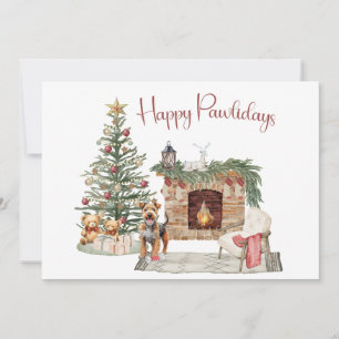 Fröhliche Pawlidays Hundedesign - Airedale Feiertagskarte