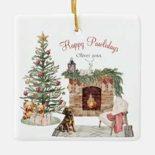 Fröhliche Pawlidays Hundedesign - Chocolate Labrad Keramikornament