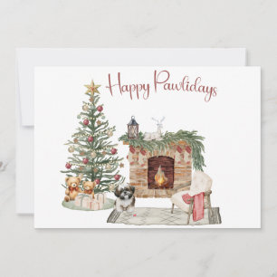 Fröhliche Pawlidays Hundedesign - Shih Tzu Feiertagskarte