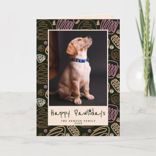 Fröhliche Pawlidays Pink Schwarze Ein-Linien-Hunde Feiertagskarte