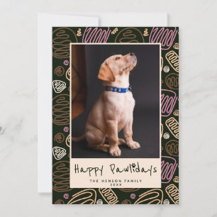 Fröhliche Pawlidays Pink Schwarze Einzeilige Pet-F Feiertagskarte