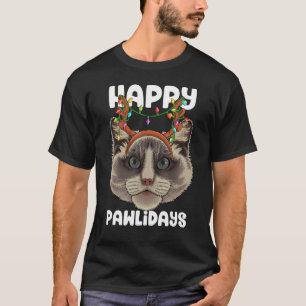 Fröhliche Pawlidays Ragdoll Weihnachts Pfote Katze T-Shirt