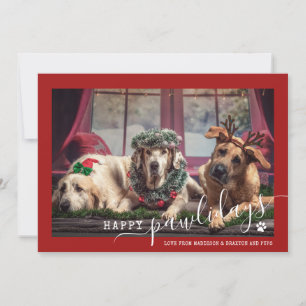 Fröhliche Pawlidays rote Hund Haustier Foto Weihna Feiertagskarte