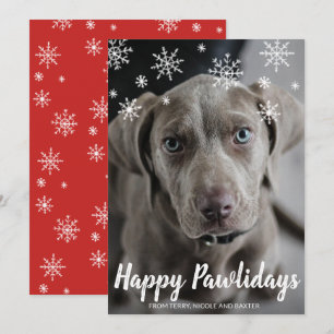 Fröhliche Pawlidays Süße Hund Foto Moderne Weihnac Feiertagskarte