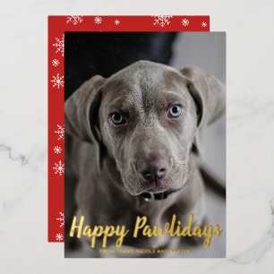 Fröhliche Pawlidays Süße Hund Foto Moderne Weihnac Folien Feiertagskarte