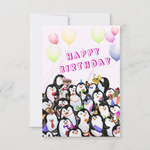 Fröhliche Penguin-Party-Geburtstagskarte - Anpassb Karte