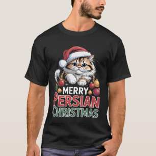 Fröhliche persische Weihnachten Süße Katze T-Shirt