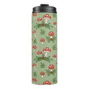 Fröhliche Pilze auf Celadon Thermosbecher
