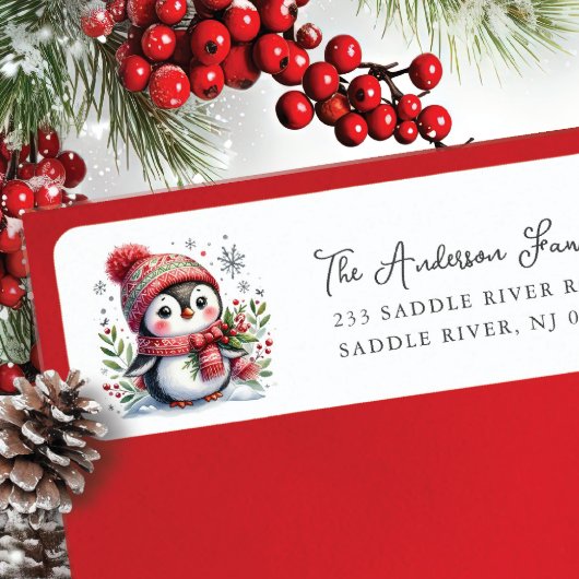 Fröhliche Pinguin-Rücksendeadresse