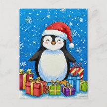 Fröhliche Pinguin-Weihnachtskarte