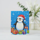Fröhliche Pinguin-Weihnachtskarte Postkarte (Stehend Vorderseite)