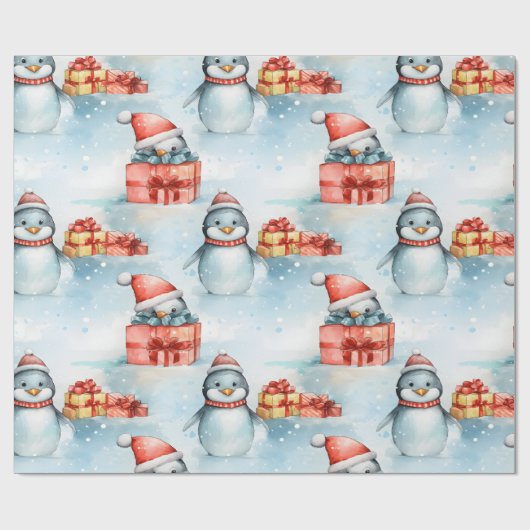 Fröhliche Pinguinpackung Geschenkpapier (Flach)