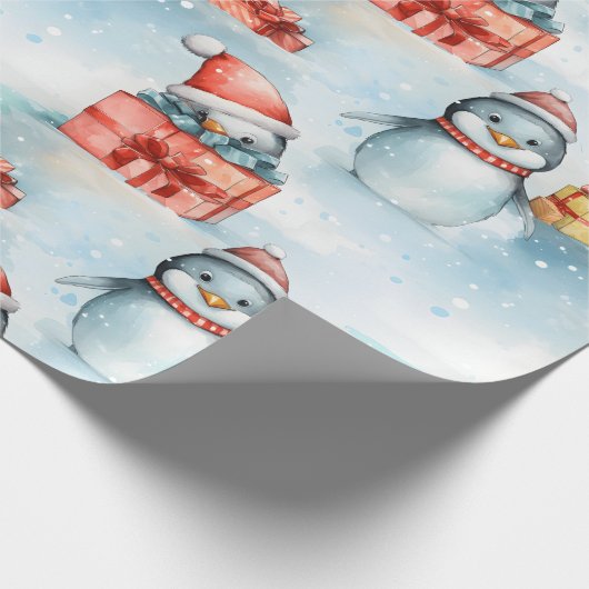 Fröhliche Pinguinpackung Geschenkpapier (Ecke)