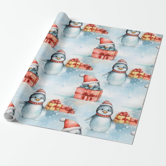 Fröhliche Pinguinpackung Geschenkpapier (Ungerollt)