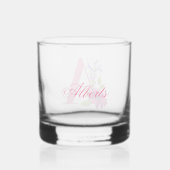 Fröhliche PInk Blumendekoration Initial A Whiskyglas (Rückseite)