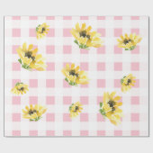 Fröhliche Pink Gingham Sunflower Baby Dusche Geschenkpapier (Flach)