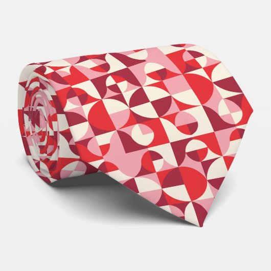 Fröhliche Pinky Pink und Saftige Red Retro Mod Krawatte (Gerollt)