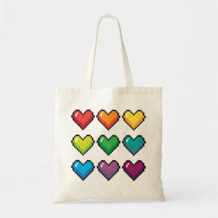 Fröhliche Pixel-Herzen im Rainbow-Muster Tote-Beut Tragetasche