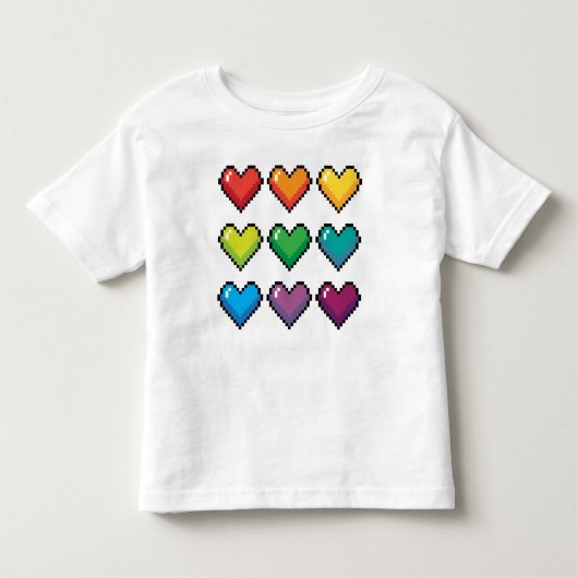 Fröhliche Pixel Rainbow Hearts - Neuartiger T - Sh Kleinkind T-shirt (Vorderseite)