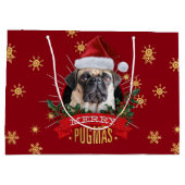 Fröhliche Pugmas Geschenk-Tasche Große Geschenktüte (Rückseite)