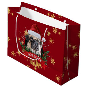 Fröhliche Pugmas Geschenk-Tasche Große Geschenktüte