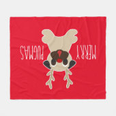 Fröhliche Pugmas Mops-Ren-Fleece Fleecedecke (Vorderseite (Horizontal))