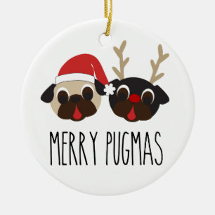 Fröhliche Pugmas Weihnachtsverzierung Keramik Ornament