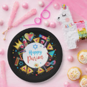 Fröhliche Purim-Geschenkkörbe, Dekoration, Ornamen Pappteller (Party)