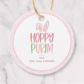 Fröhliche Purim-Hasenohren Geschenkanhänger (Vorderseite)