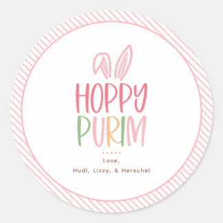 Fröhliche Purim-Hasenohren Runder Aufkleber