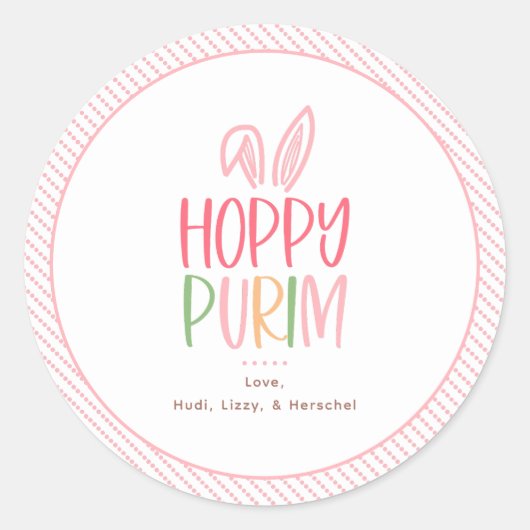 Fröhliche Purim-Hasenohren Runder Aufkleber (Vorderseite)