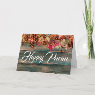 Fröhliche Purim-Karten mit Holzblumen gefaltet Karte