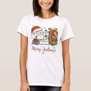 Fröhliche Quiltmas-Nähmaschine 6 T-Shirt