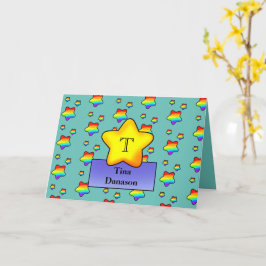 Fröhliche Rainbow Star Geburtstagskarte Monogramm Karte