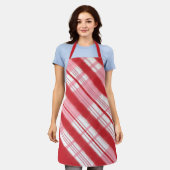 Fröhliche Red and Pink Holiday Candy Cane Kariert Schürze (Getragen)