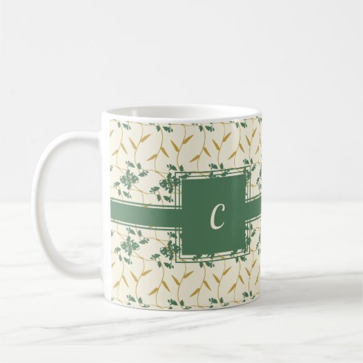 Fröhliche Regal Floral Ivory Monogram Kaffeetasse (Links)