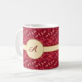 Fröhliche Regal Floral Red Monogram Kaffeetasse (Vorderseite Links)