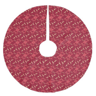 Fröhliche Regal Floral Red Polyester Weihnachtsbaumdecke
