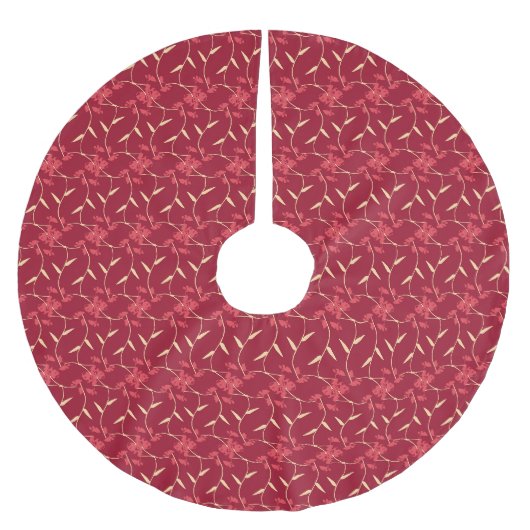 Fröhliche Regal Floral Red Polyester Weihnachtsbaumdecke (Vorderseite)