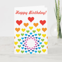 Fröhliche Regenbogenherzen, Alles Gute zum Geburts Karte