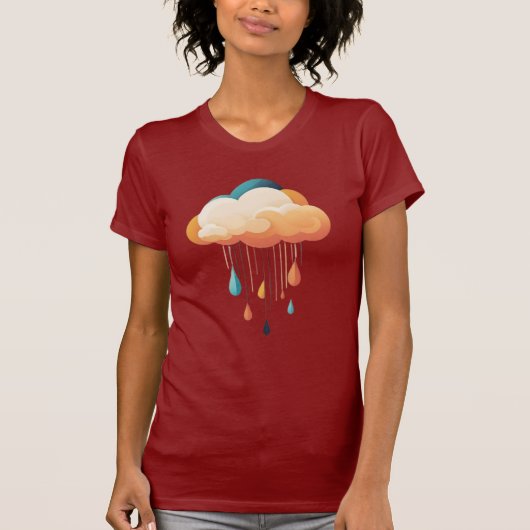 Fröhliche Regenwolke mit Raindrops T-Shirt (Vorderseite)