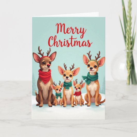 Fröhliche Reh-Hunde Weihnachtskarte Karte (Vorderseite)