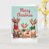 Fröhliche Reh-Hunde Weihnachtskarte Karte (Gelbe Blume)
