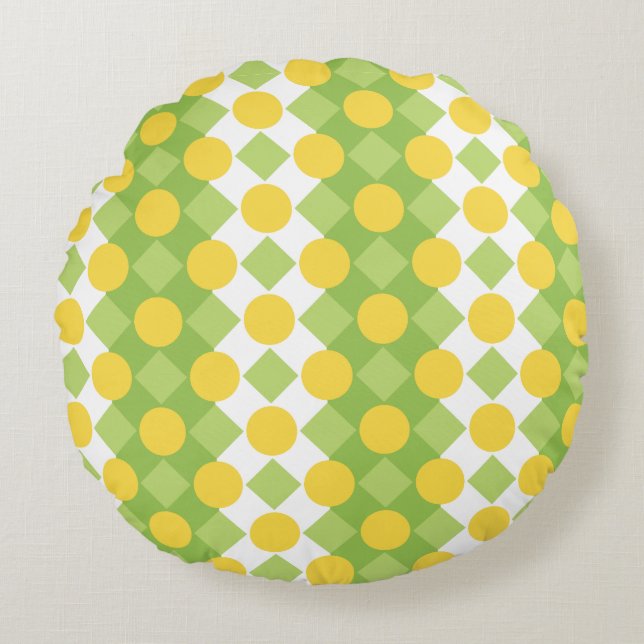 Fröhliche Reihen von Formen Muster Rundes Kissen (Vorderseite)