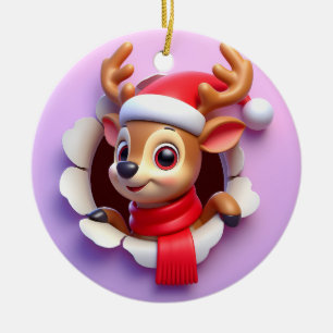 Fröhliche Rentier von Weihnachtsmann platzen herau Keramik Ornament