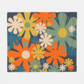 Fröhliche Retro 60er 70er Blume Blumenmuster Fleecedecke (Vorderseite (Horizontal))