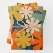 Fröhliche Retro 60er 70er Blume Blumenmuster Geschenkpapier Set (Beispiel)