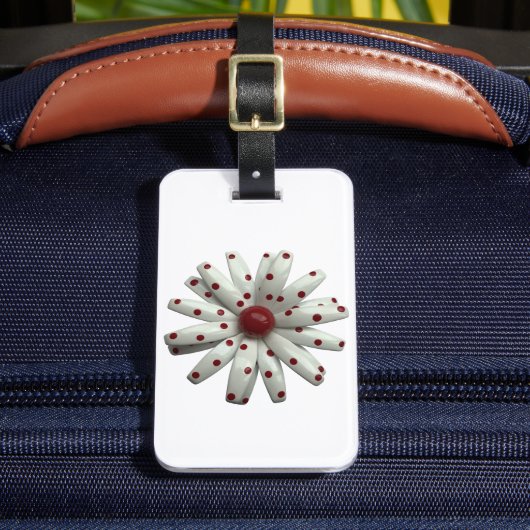Fröhliche Retro 60er Red Dot Dotted Daisy Blume Gepäckanhänger (Vorderseite Insitu 2)