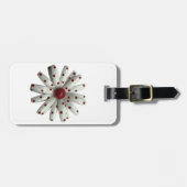 Fröhliche Retro 60er Red Dot Dotted Daisy Blume Gepäckanhänger (Vorderseite horizontal)